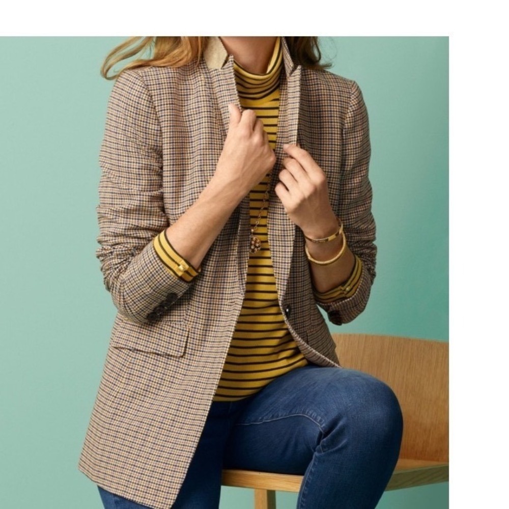 Talbots Houndstooth plaid Blazer Jacket Womens Sz 6 Work Classic Preppy jacket